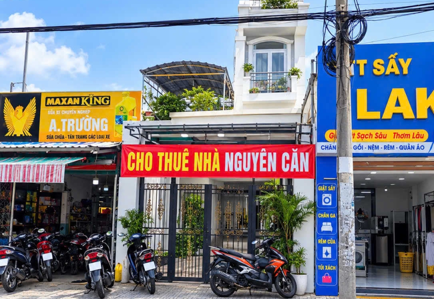 Cho thuê nhà nguyên căn lâu dài Mặt tiền đường lê Văn Lương đông đúc sầm uất phù hợp mở văn phòng công ty