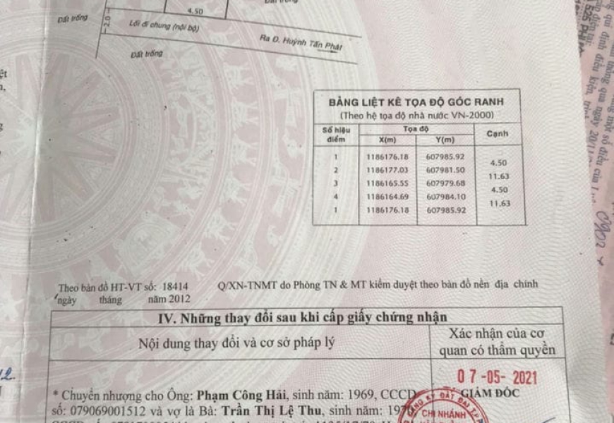 BÁN LÔ ĐẤT HẺM 1135/ HUỲNH TẤN PHÁT, P PHÚ THUẬN, Q7 - 3.5 TỶ